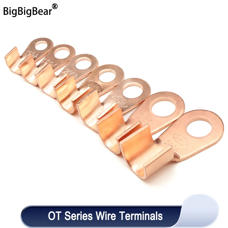 

Wire Terminal OT Type Open-End Copper Crimp Terminal Lugs 100A 500A Cable End Connector Splice Terminals Battery Wire Connectors