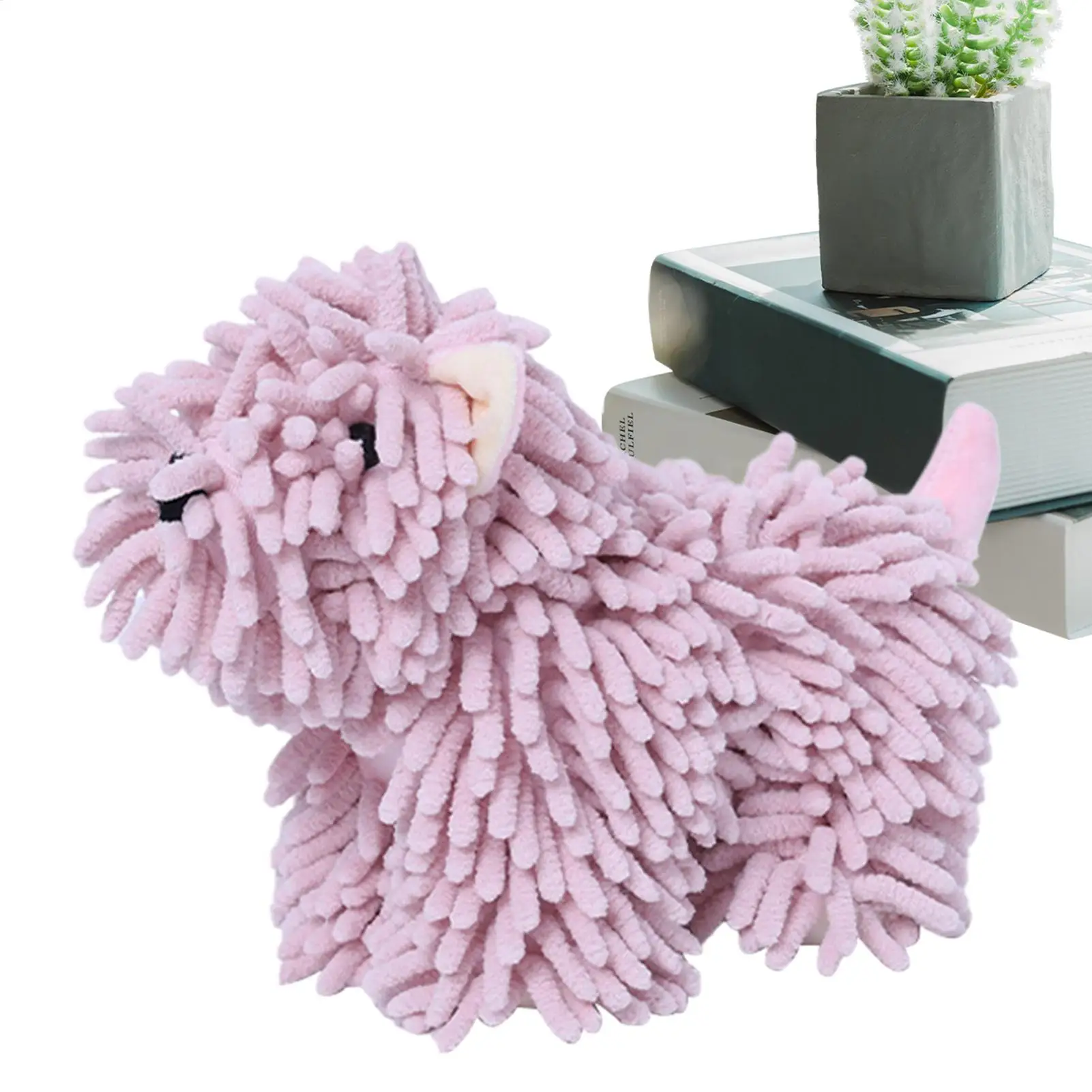 Cartoon Puppy Chenille Fuzzy Ball Hand Towel Highly Absorbent Cleaning Cloth Lovely Animal Pattern Decorative Household Towel