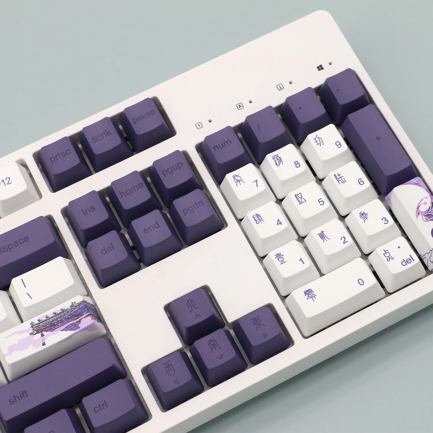 Purple PBT Five-Sided Sublimation Personalized Mechanical Keyboard Keycaps Flower OEM Height