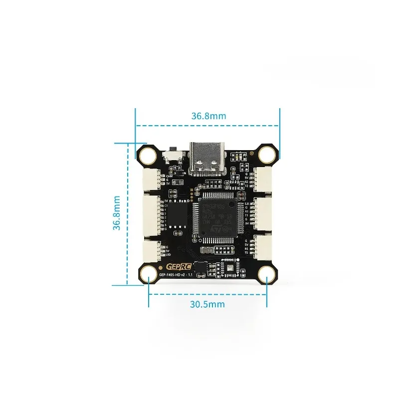 GEPRC GEP-F405-HD V2 Flight Controller, STM32F405, Type-C USB, 3-6S LiPo, 5-9V BEC, 7.7g for FPV Freestyle Quadcopter DIY