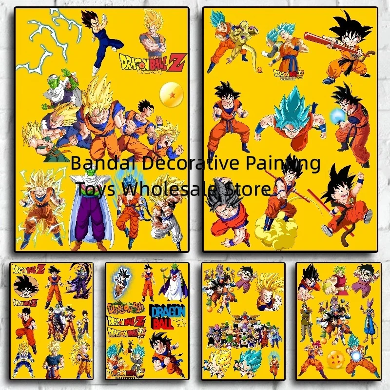 

Bandai Dragon Ball Japanese Poster Vintage Canvas Painting Goku Vegeta Cartoon Wall Painting Kids Gift Living Room Bedside Mural