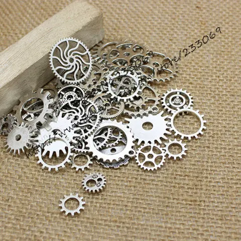 100PCS Mix Antique color Charms steampunk Gear Pendant Fit Bracelets Necklace DIY Metal Jewelry Making