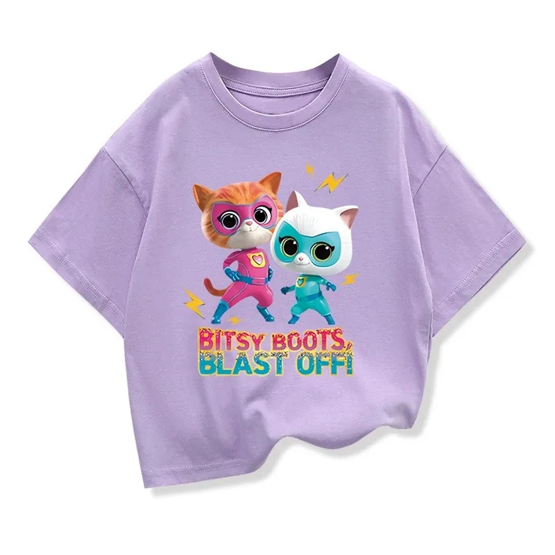 Sommerkleidung Spiel Super Katzen Kostüm Kinder SuperKitties T-Shirt Baby Mädchen Kleinkind Jungen Baumwoll-T-Shirt Kinder Kurzarm-Oberteile – Detail 5