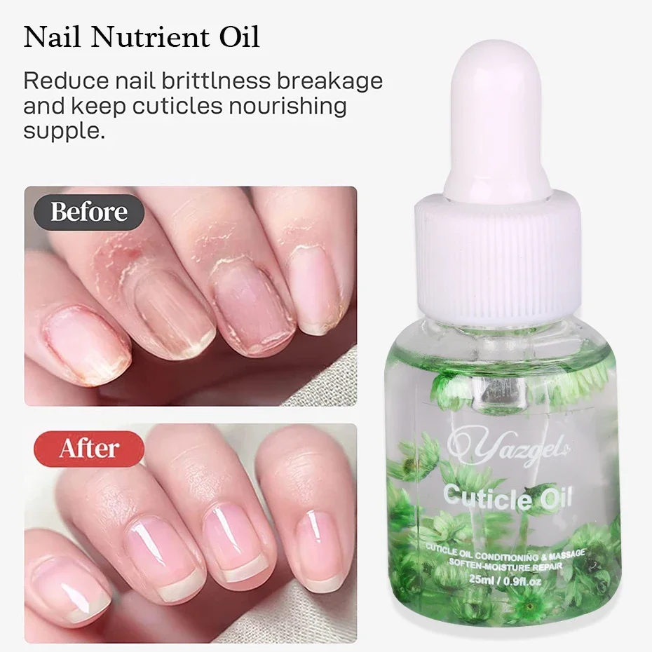 Aceite nutritivo para uñas de flores, 25ml, pétalos coloridos, tratamiento de uñas, aceite revitalizador de cutículas, previene el esmalte de uñas, nutre la piel