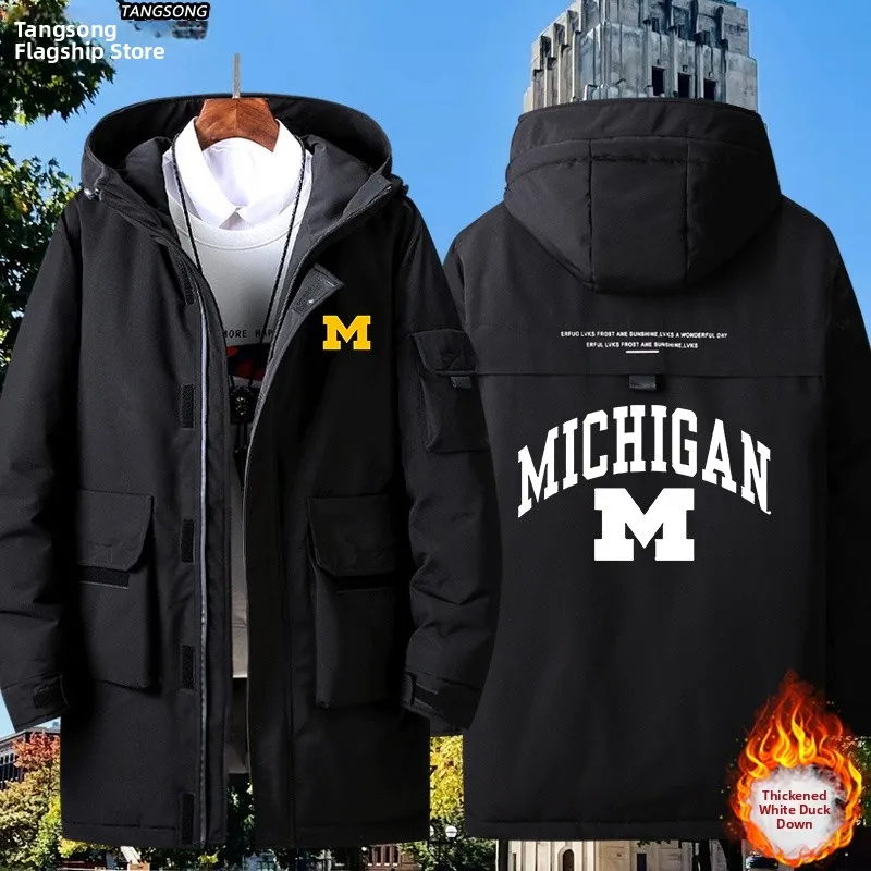 

UMich Michigan Ann Arbor down Jaet School Class orm for International Students Warm Thiened Polyester Fiber Hooded