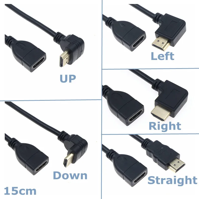 Nowy adapter HDMI męski na żeński Mini Micro D typu 90 stopni kątowy męski na HDTV AF przedłużacz do wideo HD