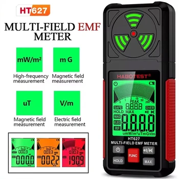 HT627 EMF Meter เครื่องทดสอบรังสีแม่เหล็กไฟฟ้าสนามไฟฟ้าสนามแม่เหล็กรังสี RF เครื่องตรวจจับความถี่วิทยุเตือนเมตร