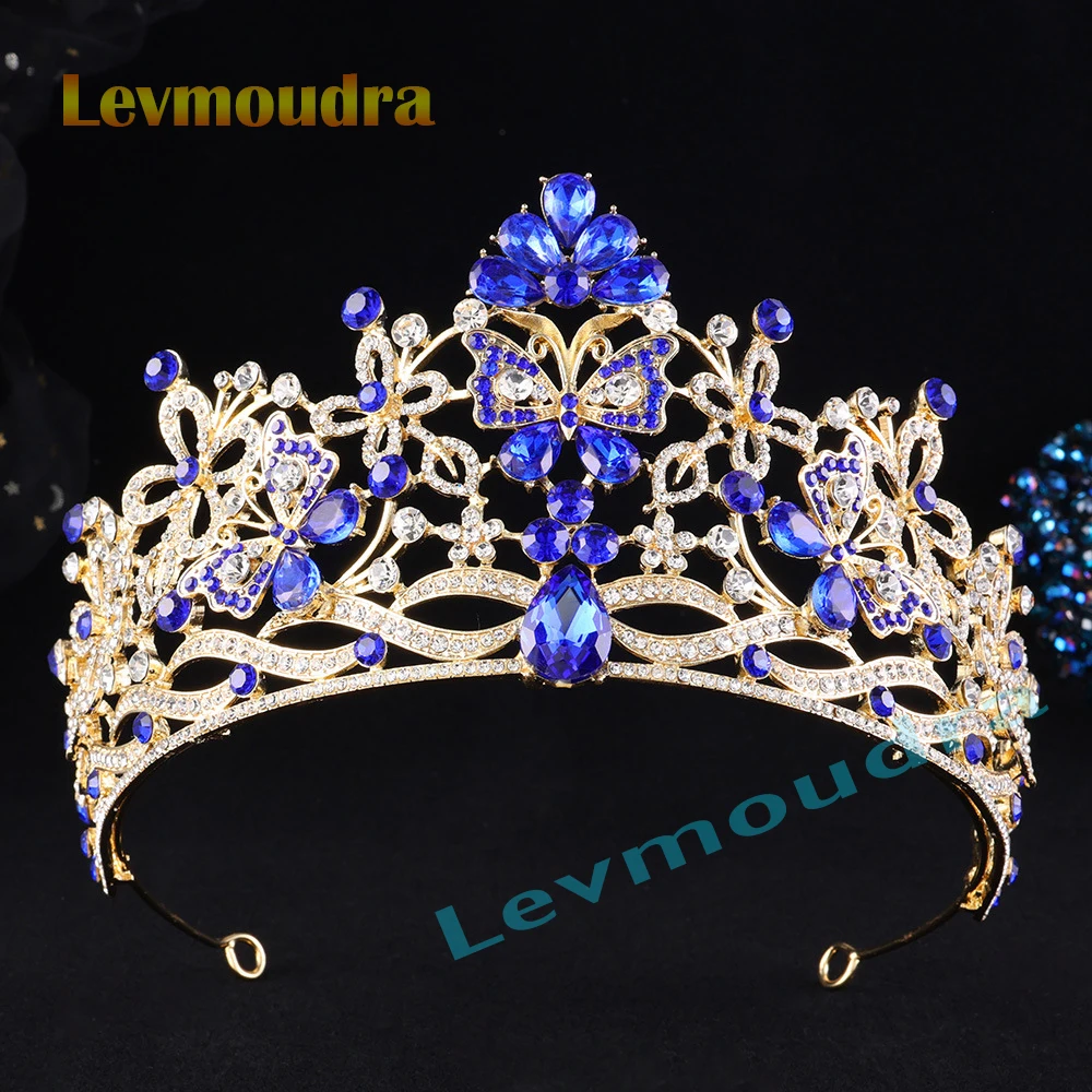 

Роскошные свадебные короны Levmoudra с кристаллами и драгоценными камнями, украшения для банкетов, свадебные тиары, ювелирные изделия, женские аксессуары для волос