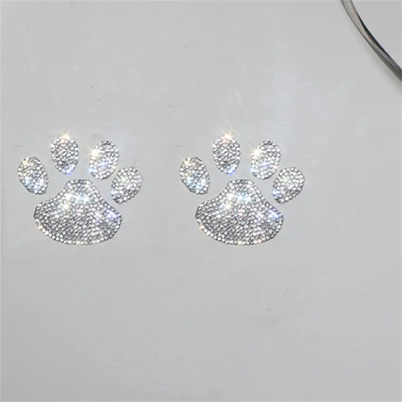 2~5PCS Paw Print Stickers Crystal Car Decoration Stickers Bling Rhinestone Paw Decals Dog Cat Footprint Stickers With