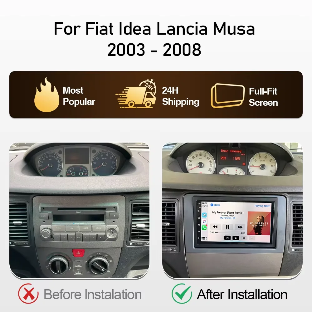 Frame 7 Inch For Fiat Idea Lancia Musa 2003 2004 2005 2006 2007 2008 Car Radio Stereo Android Player Casing Frame 2din Head Unit