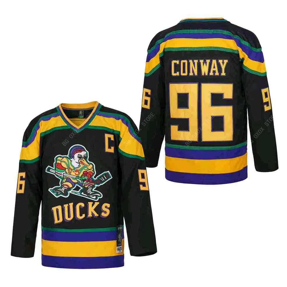 Ice Hockey Jersey Mighty Ducks 99 Banks 96 Conway 66 Bombay Outdoor Sportswear Jerseys Sewing Embroidery Green Black 2023 New