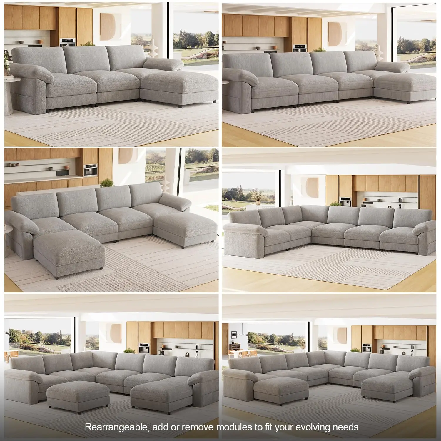 Oversized Sectional Couches for Living Room, Modular 3 Seater Cloud Sofa