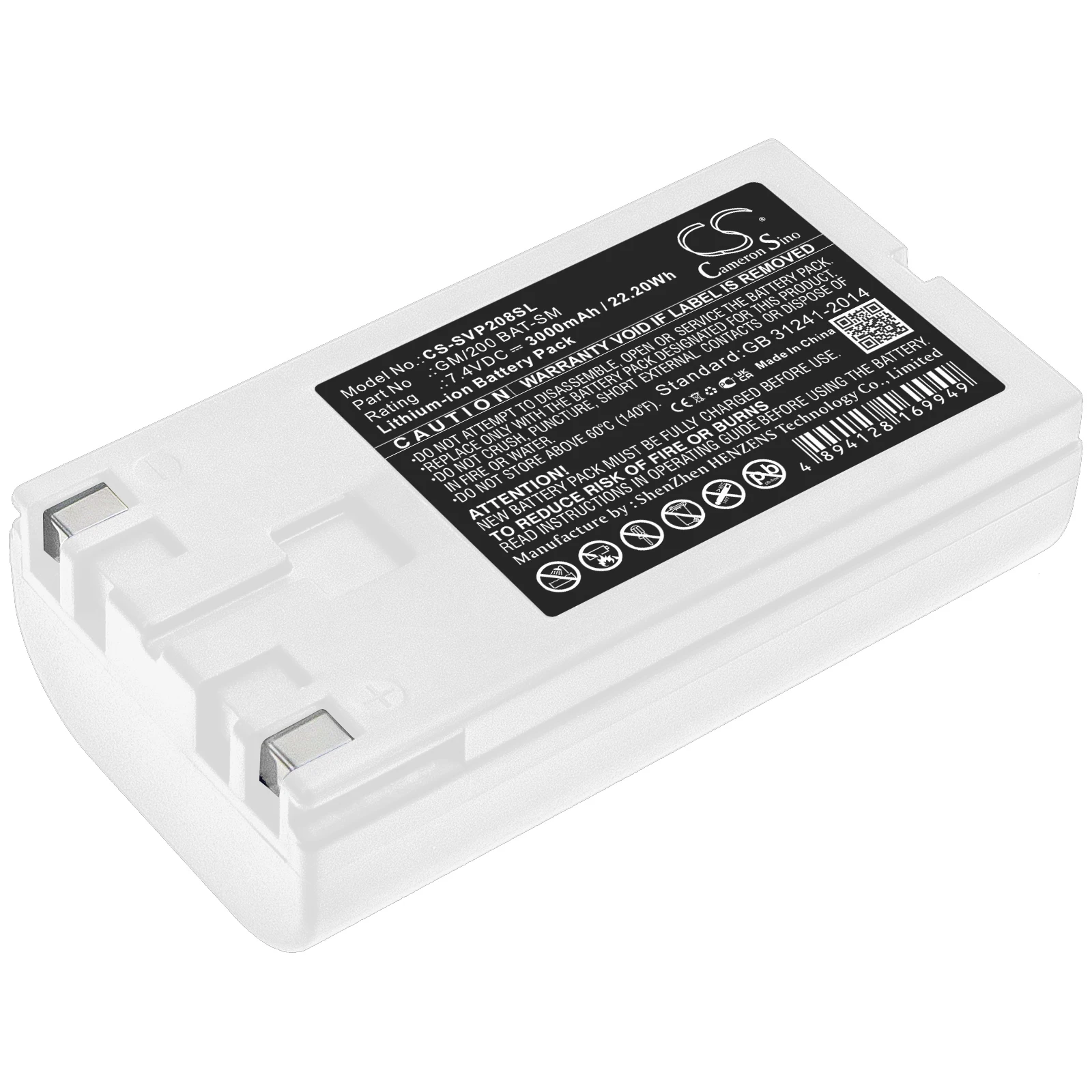 CS Replacement Battery for Sato VP208 PN:GM/200 BAT-SM 3000mAh / 22.2Wh