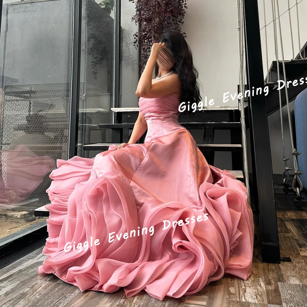 Giggle Satin Nobility Beading Petal Prom Gown Saudi Arab Floor-Length Illusion Elegance Evening Party Dresses for Women 2024