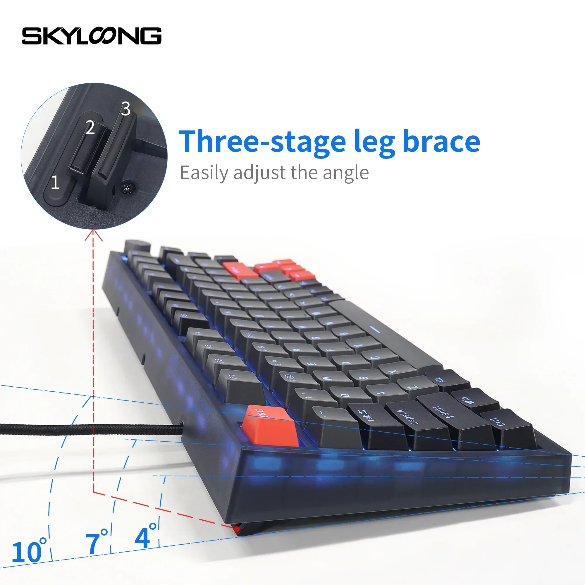 Skyloong-Teclado mecánico GK75 RGB, interruptores amarillos ópticos intercambiables en caliente, perilla PBT, tapa de tecla con cable 75% Lite, Junta WIN/MAC Gaming