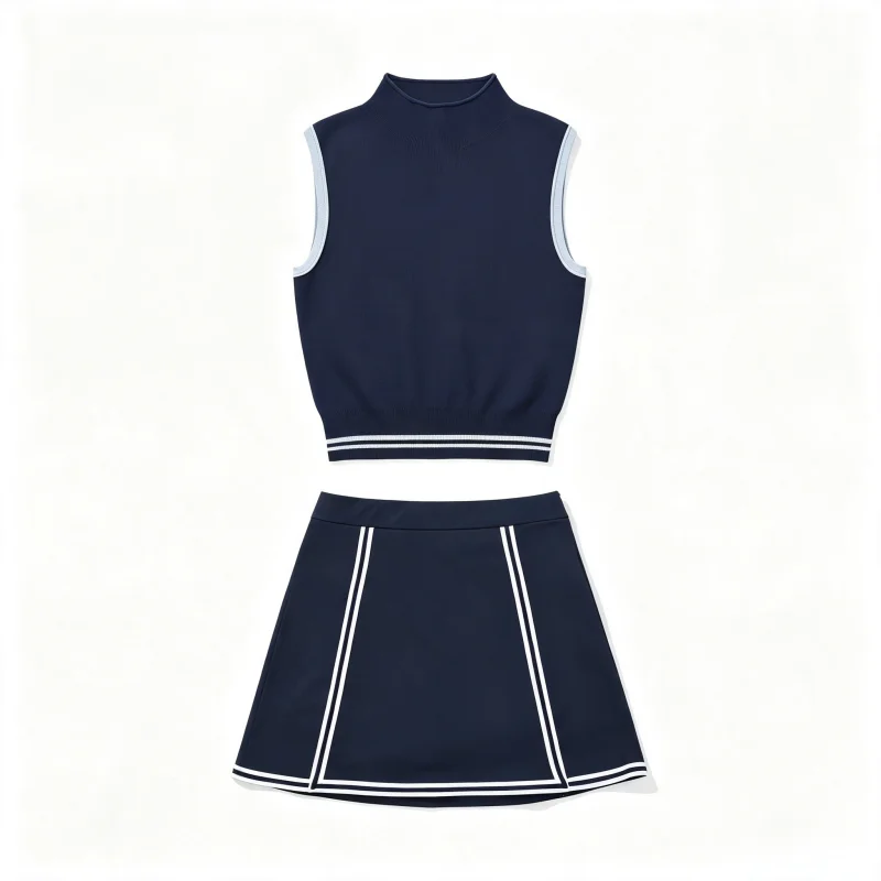 2026 Ladies Knit Mock Neck Golf Vest Slim Fit Quick Dry Sports Skirt Women Active Set