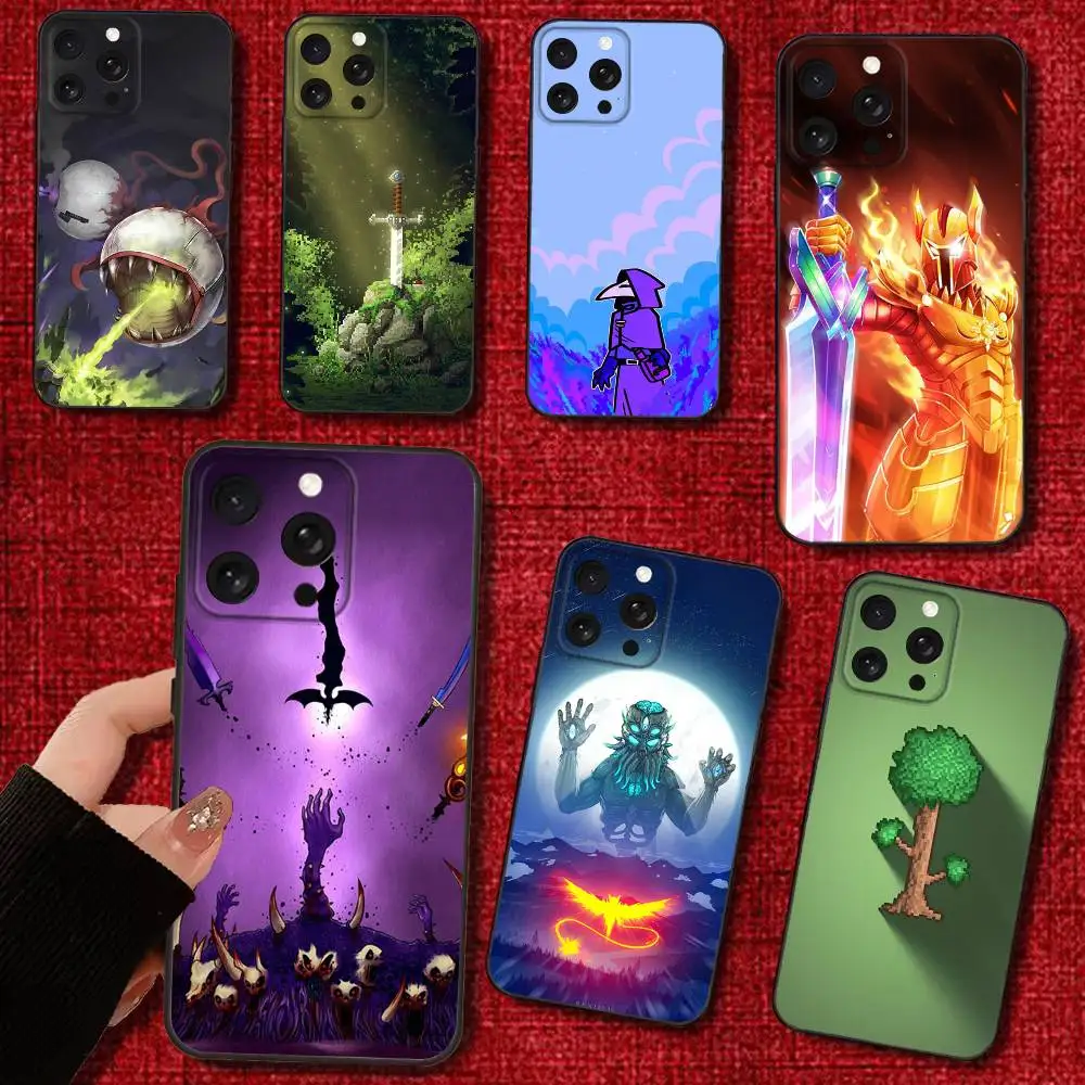 

Game T-Terraria Phone Case For iPhone 16e,16,15,14,13,12,11,Pro,X,XS,Max,XR,Plus,Mini Soft Black Cover