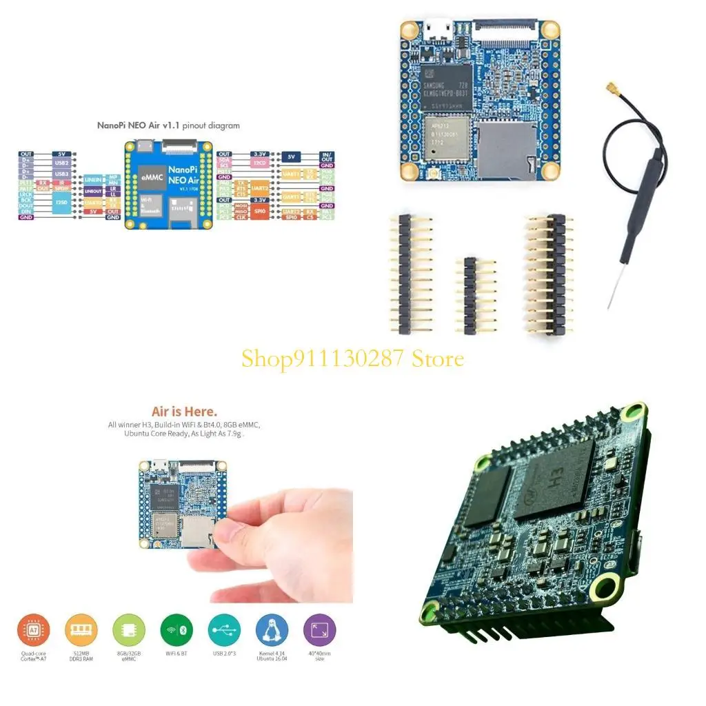 

J1HC For NanoPi NEOAir 512MB WIFI&BT4.0 8GB AllwinnerH3 Quadcores CortexA7 Processor