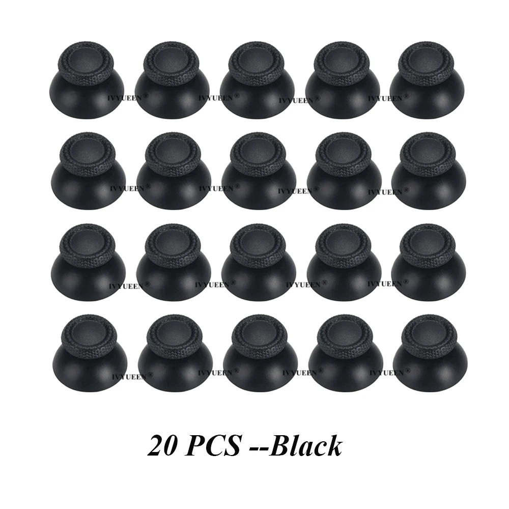 IVYUEEN 4-20 قطعة قبعات Thumbsticks باللون الأسود والرمادي لجهاز PlayStation 5 PS5 DualSense وحدة تحكم تناظرية عصا الإبهام غطاء مقبض عصا التحكم