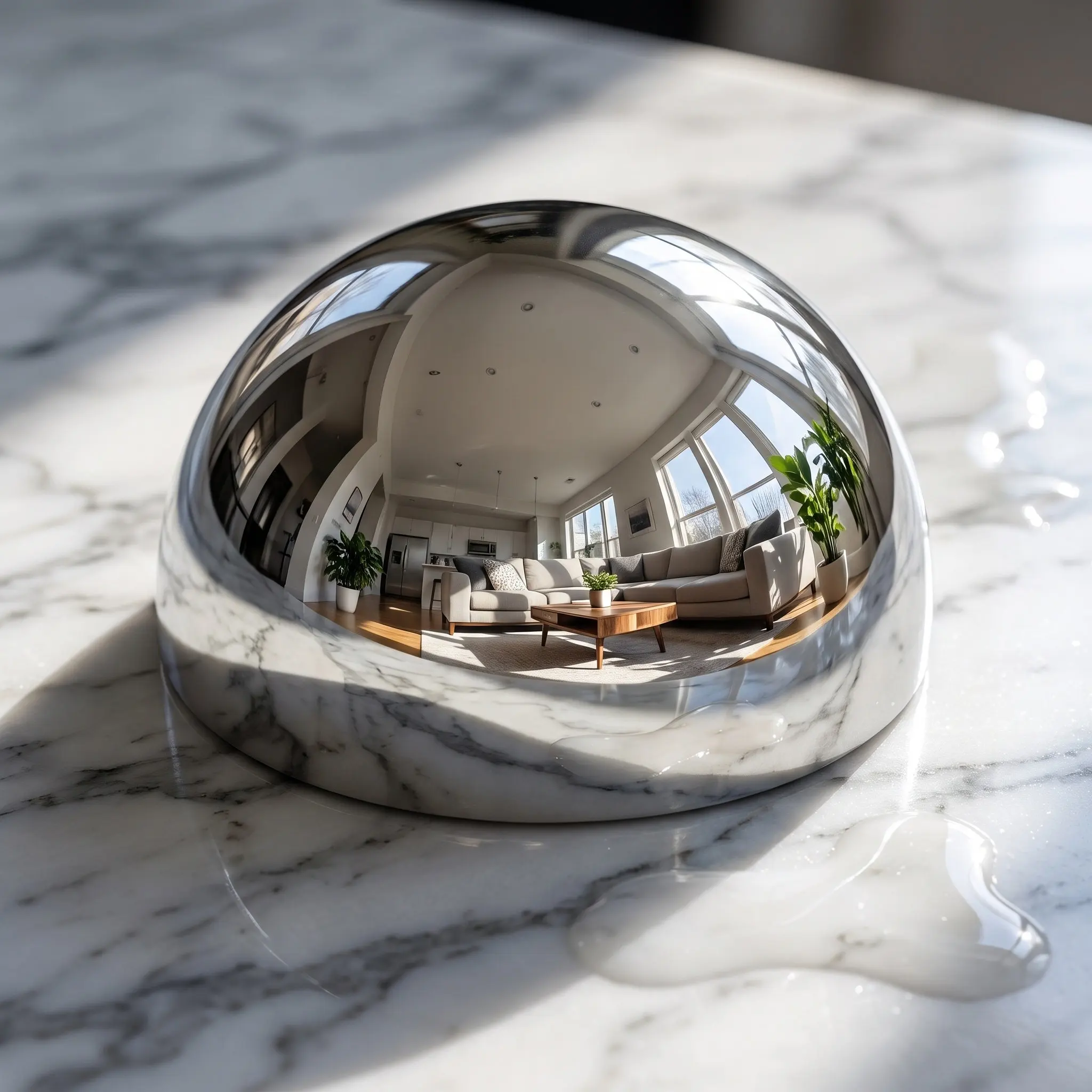 120Mm Mirror Polished Outdoor Hollow Stainless Steel Hemisphere Decorative Garden Sphere Reflective Dome Wall Mounted Gazing