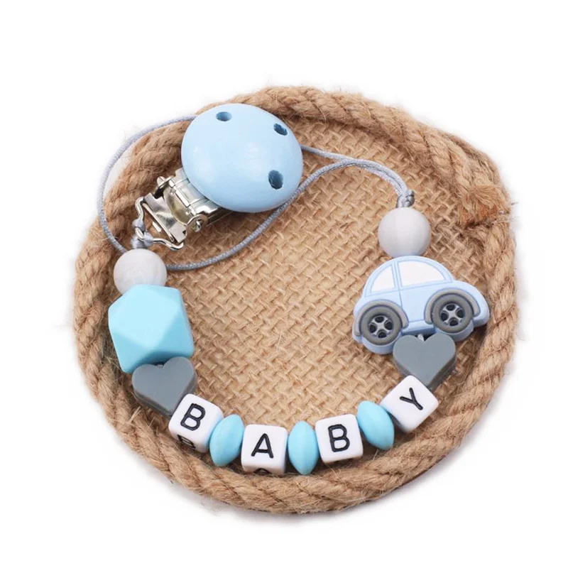 DIY Originality Personalized Pacifier Clip Customized Baby Name Pacifier Chain Secure Food Grade Silicone Teether Toy Gift