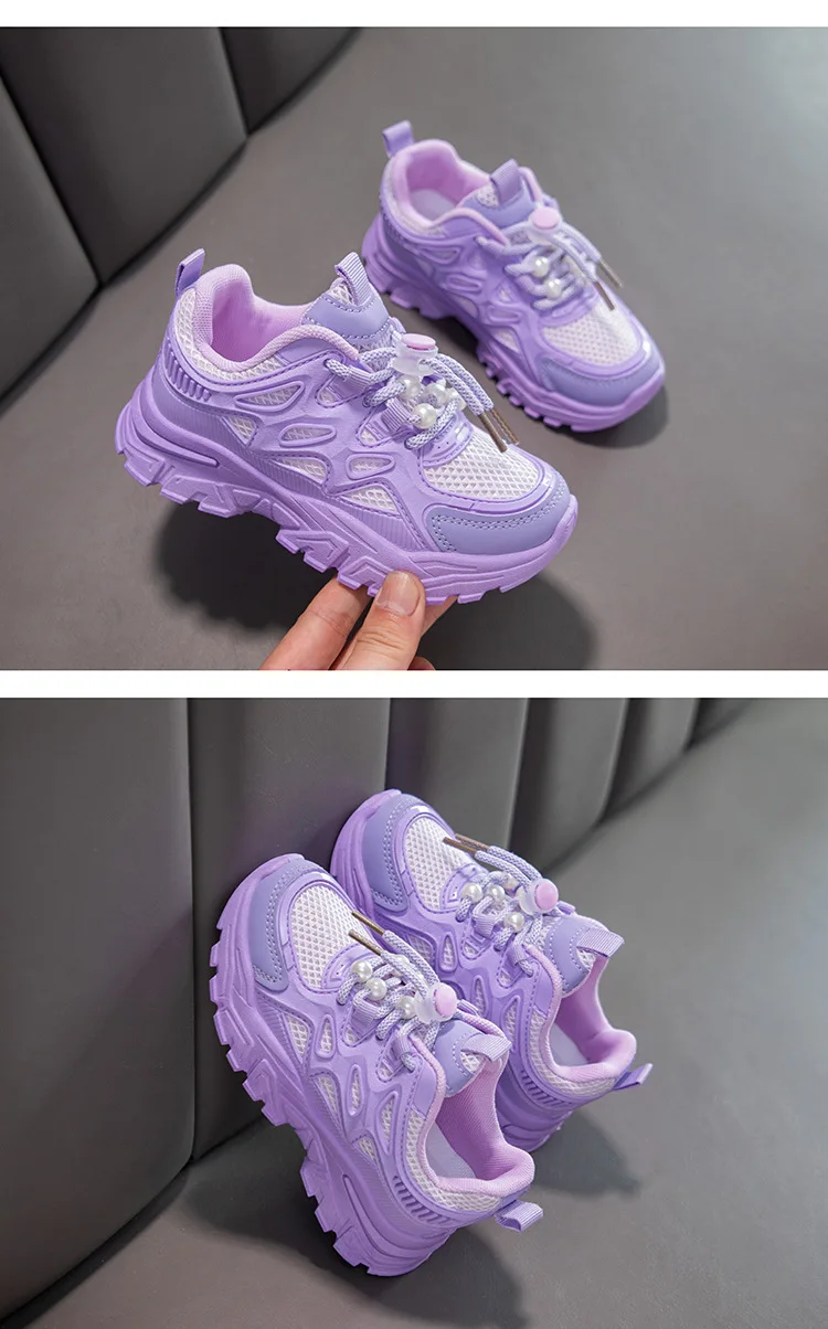 Kinder Mädchen Schule Weiße Freizeitschuhe Einfarbige Mesh-Sportschuhe für Kleinkinder Modische Leichte Kinder-Laufschuhe – Detail 12