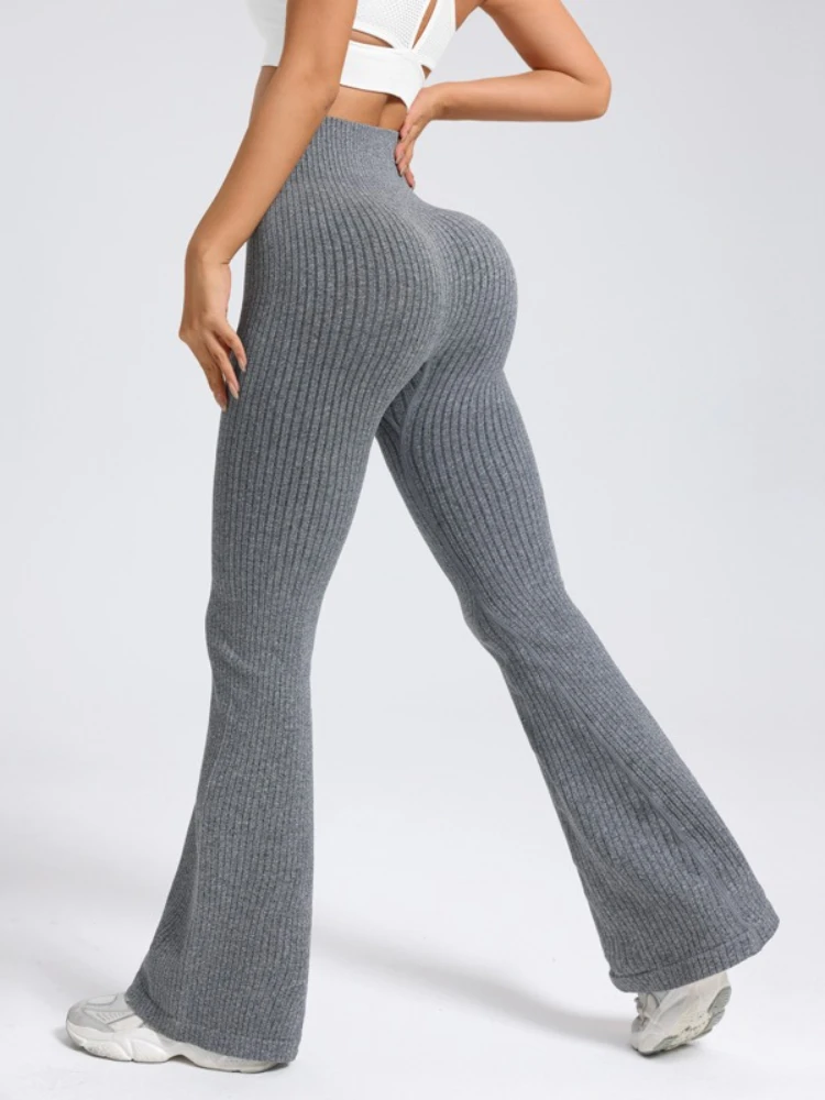 

Women Seamless Solid Flare Pants Sportwear Fashion Casual High Waist Yoga Trousers Female Outdoor Fitnes Gym Tracksuit Bottoms