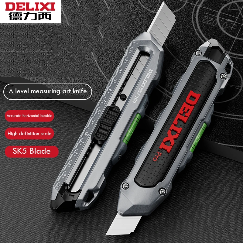 Multifunctional Utility Knife Heavy-duty Metal Box Cutter нож Estilete with 15CM Ruler Accurate Horizontal Bubble Cutting Tool