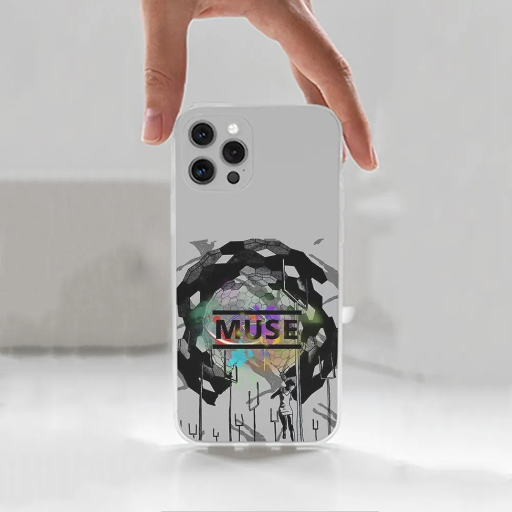 Bande M-MUSE étui pour iPhone 16,15,14,13,12,11 Plus,Pro,Max, Poly, XS,X,7,8 Plus,SE,Mini,Transparent, étui en silicone