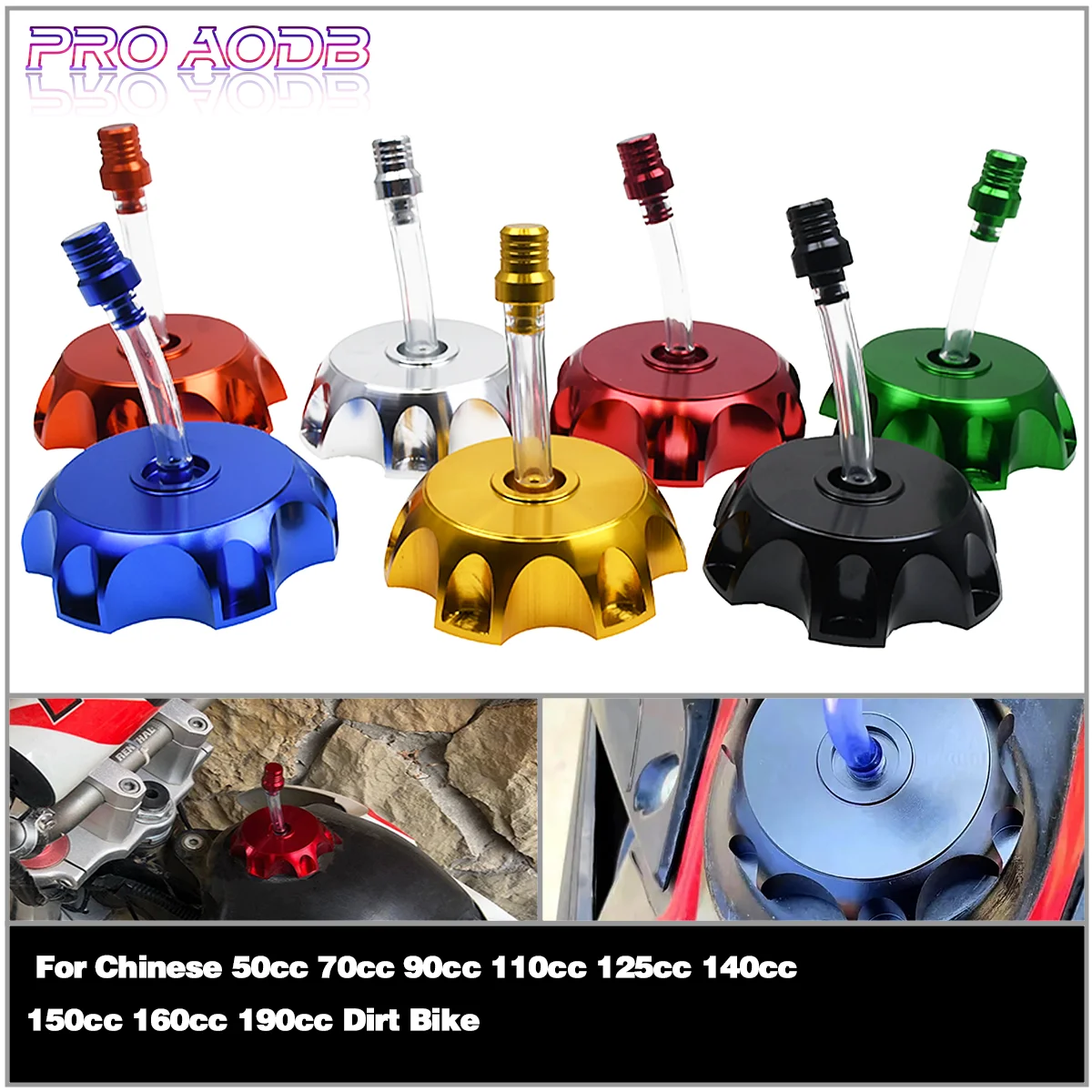 Universal Motorcycle Breather Vent CNC Aluminium Gas Fuel Tank Cap For Kayo Bse Chinese CRF TTR KLX 50cc-190cc ATV Dirt Pit Bike