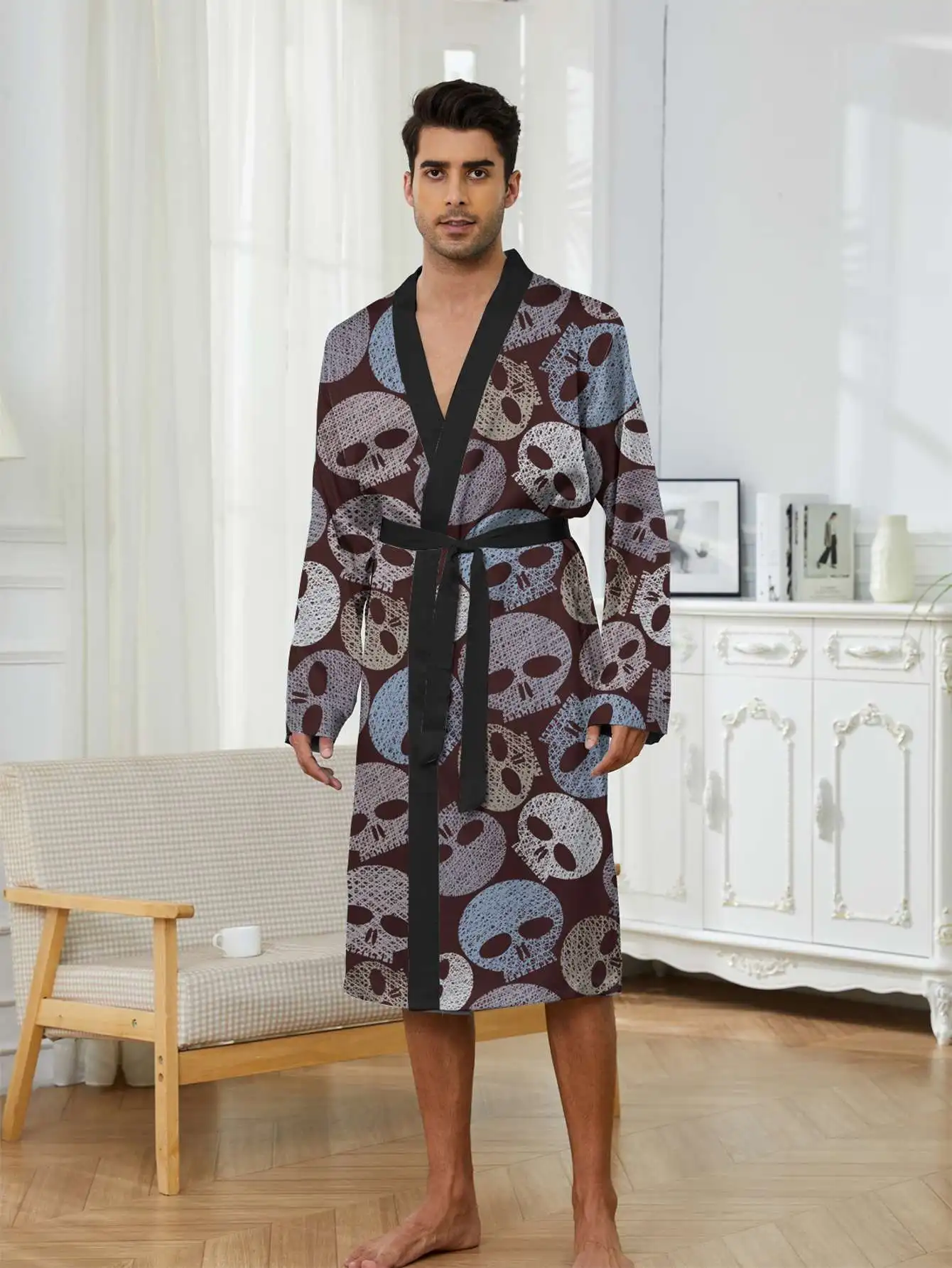 

1pc Men's Robes 2026 Spring Robe Bathrobe Men Graphic Polyester 3DPrinted Robes Quick Drying Bathrobe for Man