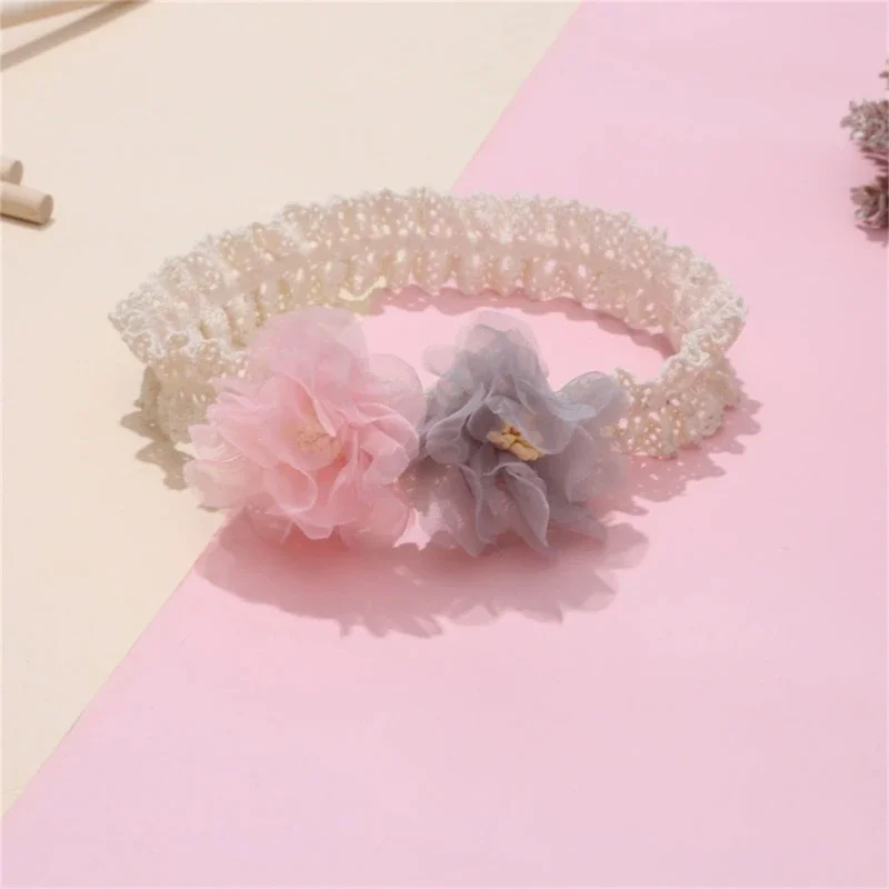 Baby Girls Lace Flower Headband Princess Hairband Photography Props Elastic Infant Hair Accessories Shower Gifts