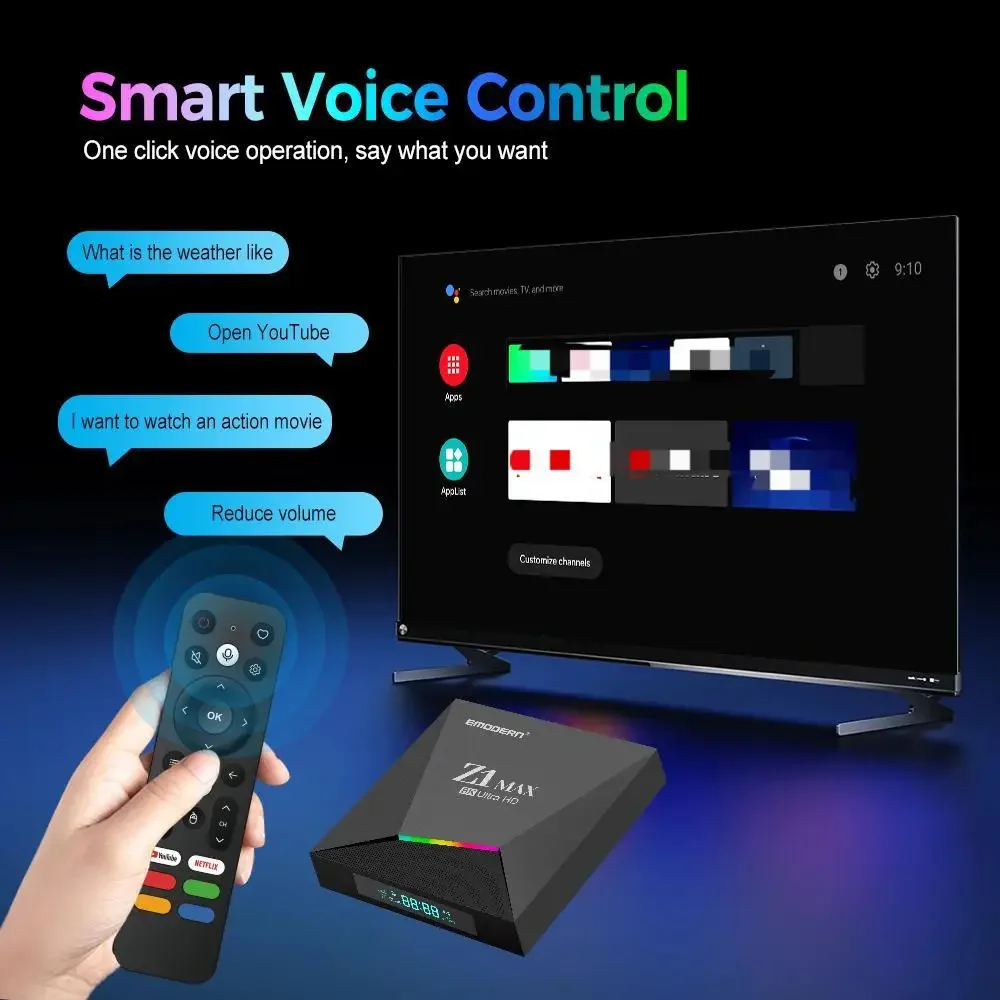 8K TV Box Android 15 Z1 Max 4G 5G Dual WiFi Media Player Support
