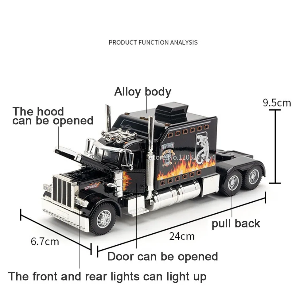 1/24 Tractor-Peterbilt 389 Alloy Model Car Toy High Simulation