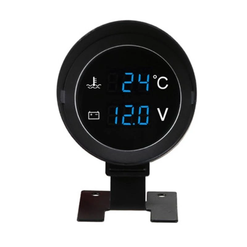 2 in 1 Car Voltmeter Water Temperature Gauge Meter Digital Gauge for Car Truck 8/10/12/14/16/17/21mm