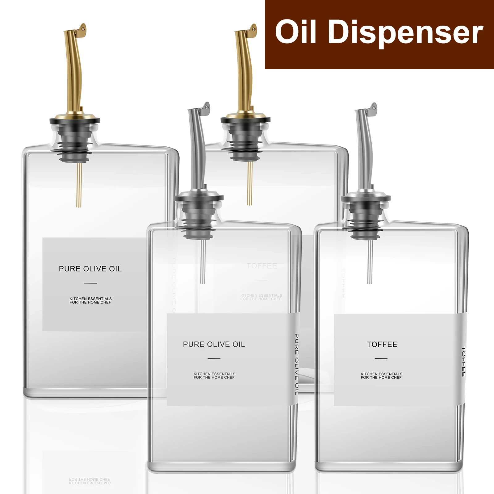 2Pcs 350ml Olive Oil Dispenser Glass Cooking Oil Dispenser Rectangular Vinegar Dispenser Transparent Olive Oil Bottle Large