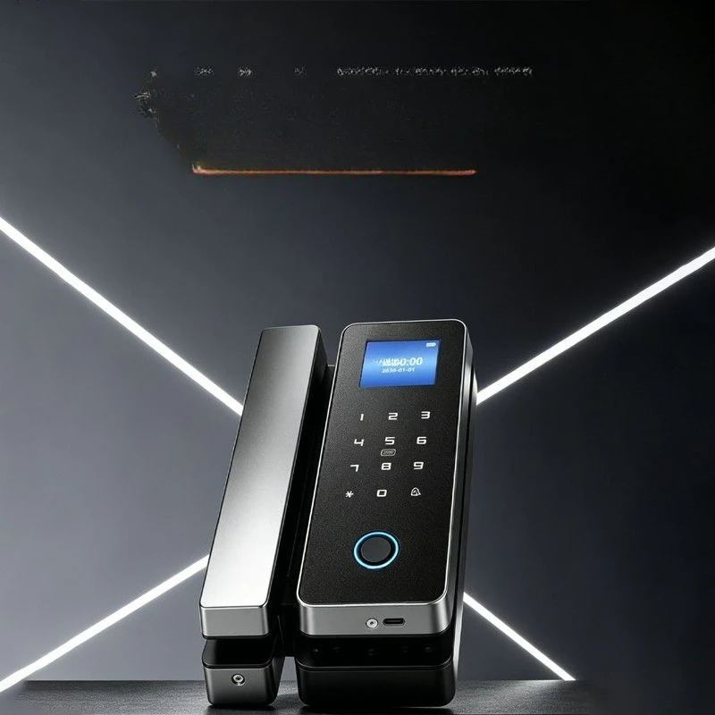 Glass door fingerprint lock No punching Installation password lock Electronic lock Shop store office door