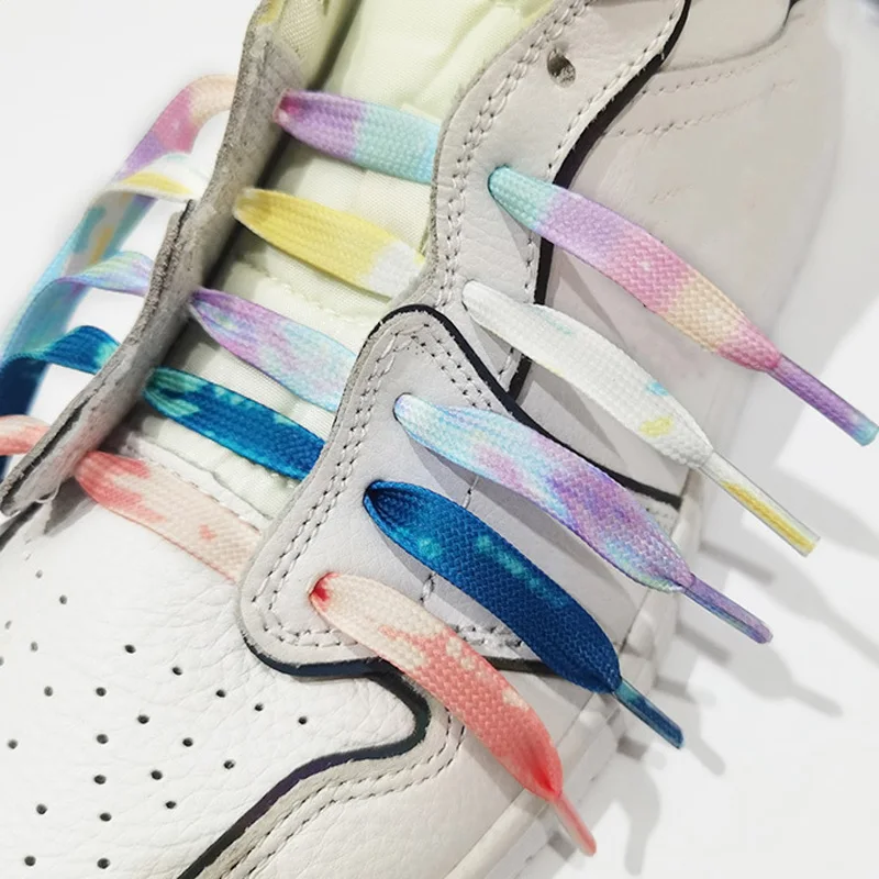 

Non-fading Tie-dye Flat Shoelaces for Sneakers Casual Canvas Shoes Stars Moon Laces for AF1/AJ 0.8CM Width 80/100/120/140/160CM