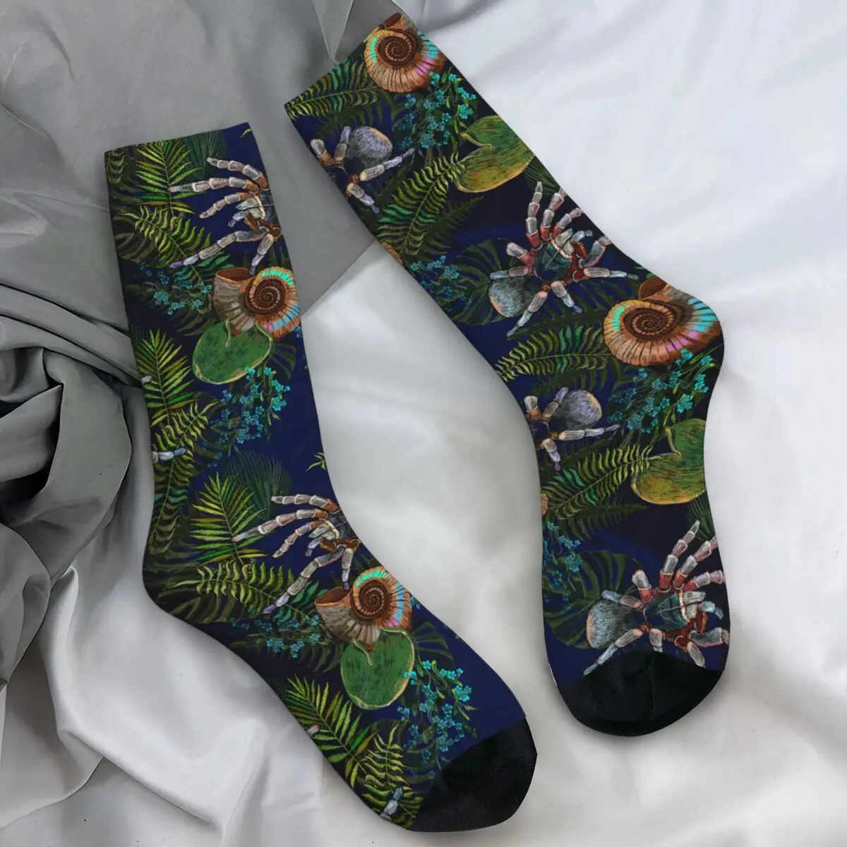 

Мужские носки унисекс с листьями паука, модные чулки в тропическом готическом стиле, осенние готические средние мягкие носки, спортивные нескользящие носки