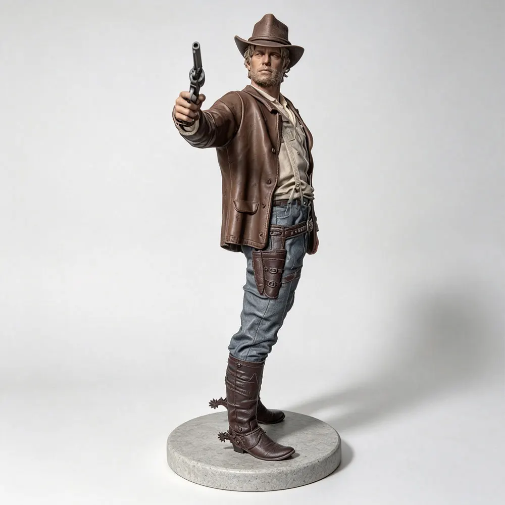Figura de Vaquero del Oeste Red Dead 1/24/12/6 con Pistola, Kit de Modelo en Resina en Miniatura, Estatua Impresa en 3D GK Mini Gris, Sin Pintar
