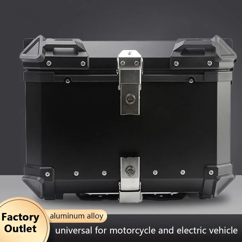Factory Hot Selling Aluminum Motorcycle Rear Trunk 36L 45L 55L 65L 80L 100L Moto Suitcases Motorbike Lage Tail Box Storage Top B