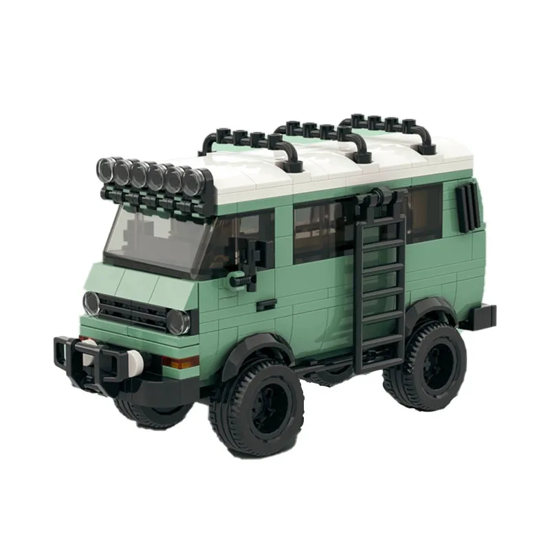 Building block MOC-50394 green camping car intelligent assembly building block boy car model toy children's birthday gift model