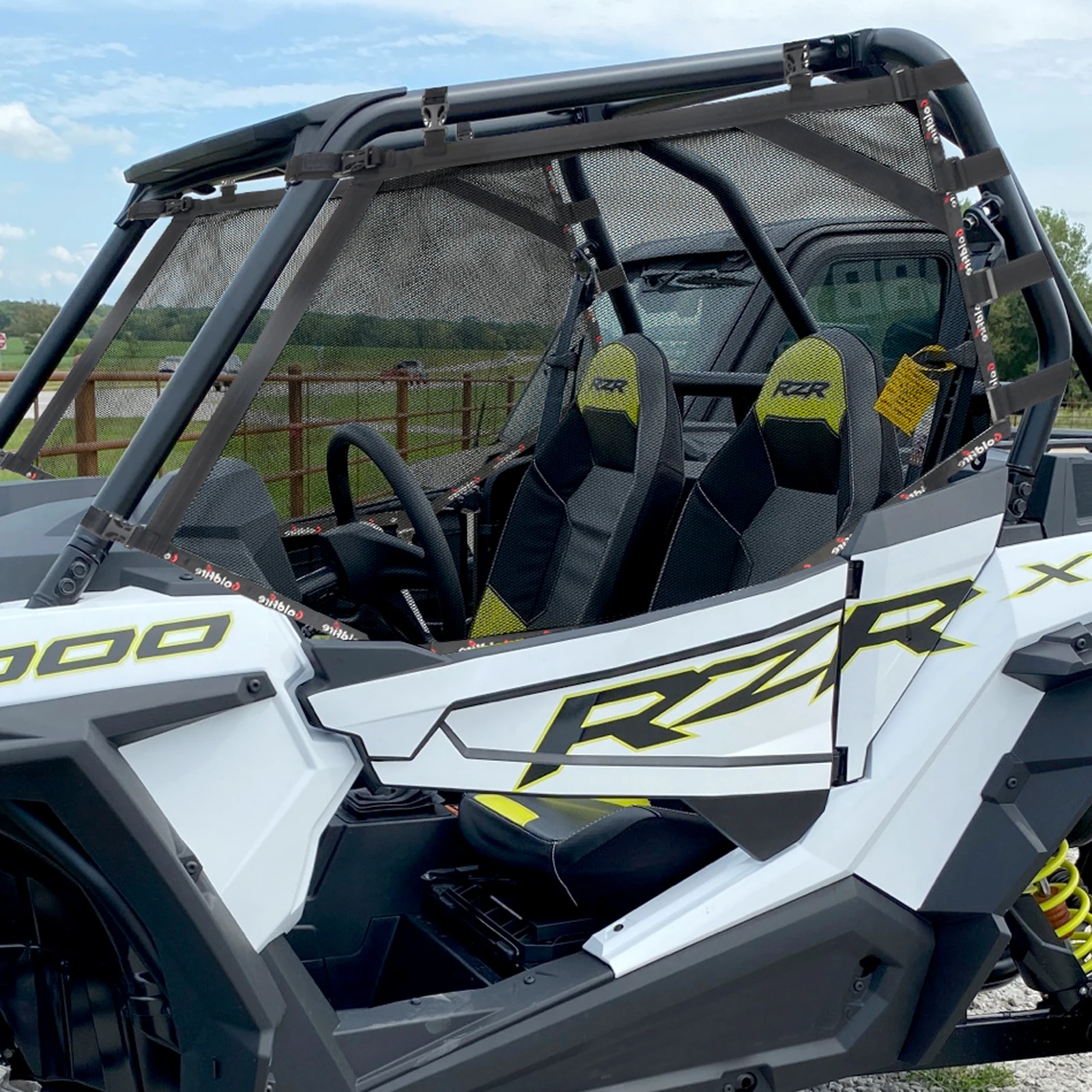 Survival Gear for the Trail: Goldfire Mesh Window Net Set for Polaris RZR 570-1000, Left/Right & Rear Roll Cage Shields