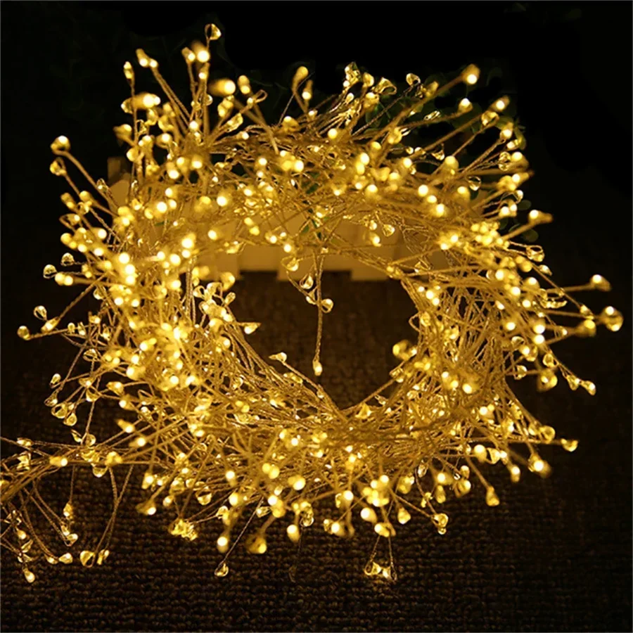 200/400 LED USB Firecracker Fairy Light กลางแจ้ง Firecracker Cluster Twinkle String Light พร้อมรีโมทสําหรับพวงหรีด DIY Party Decor