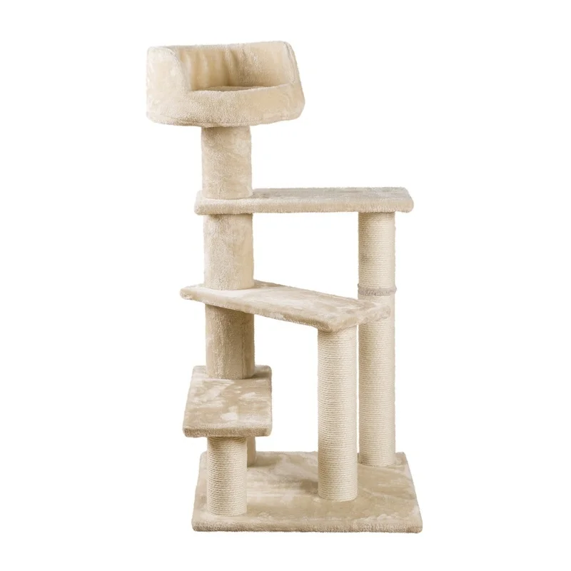 

Senior Cat Tree with Plush Bed and Jute Scratching Posts Multi-Level Platforms Relaxation and Exercise