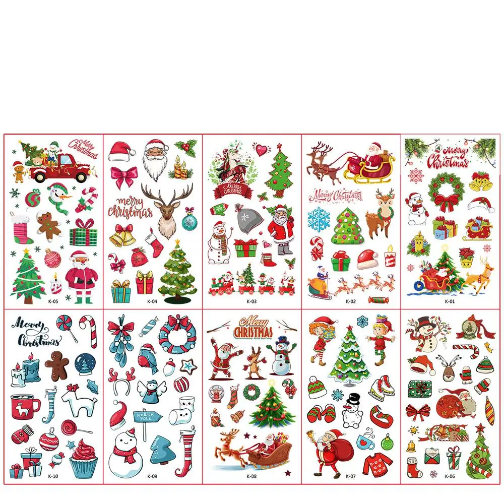 Natal tatuagem temporária adesivos, impermeável, desenhos animados, fantasma, Papai Noel, crianças, criança, inverno, aleatória, 1pc