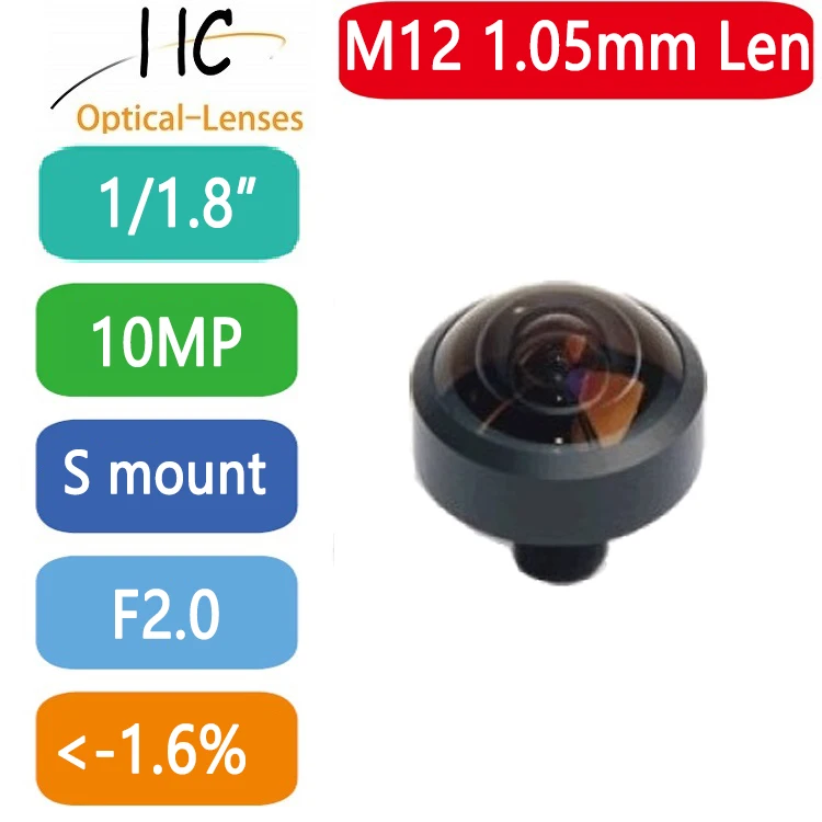 10 MegaPixel M12-Mount 1.05mm fish-eye lens 1/1.8'' format board lens F2.0 fixed Iris FA/Machine Vision lens CCTV lens