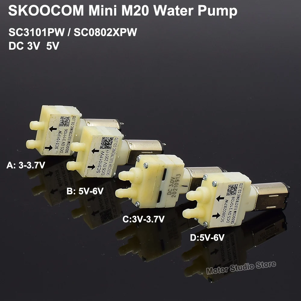 SKOOCOM SC3101PW SC0802XPW Mini M20 Air Water Pump DC3V 3.7V 5V 6V Self-priming Pump Vacuum Suction Negative Pressure Water Pump