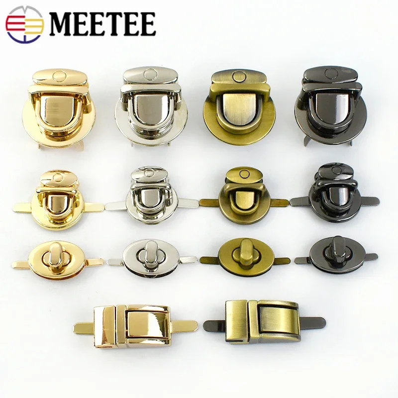 2pcs Meetee Luggage Mortise Lock Turn Twist Closure Buckles Bag Purse Hardware DIY Handmade Purses Part Leather Craft Accessory