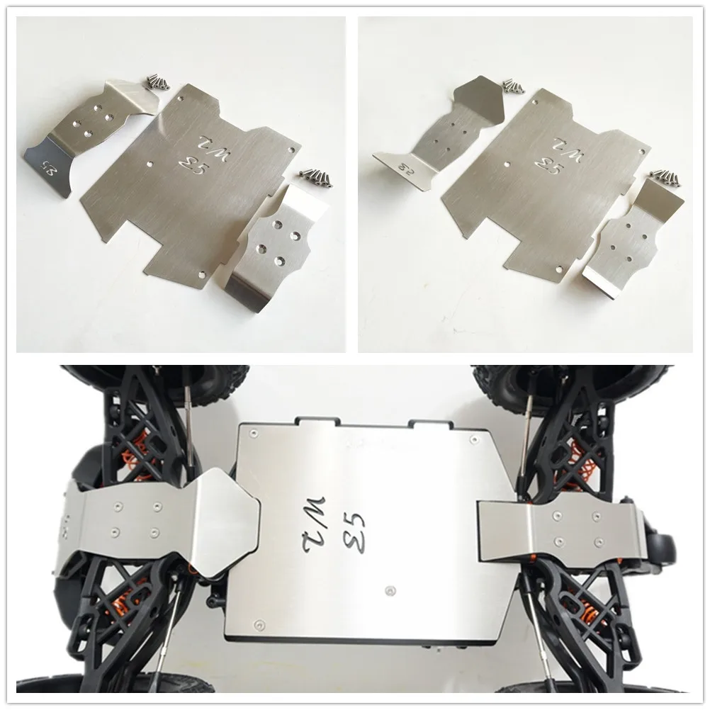 

3 шт. протектор шасси из нержавеющей стали, защитная броня, противоскользящая пластина для 1/10 RC Team Magic TM E5